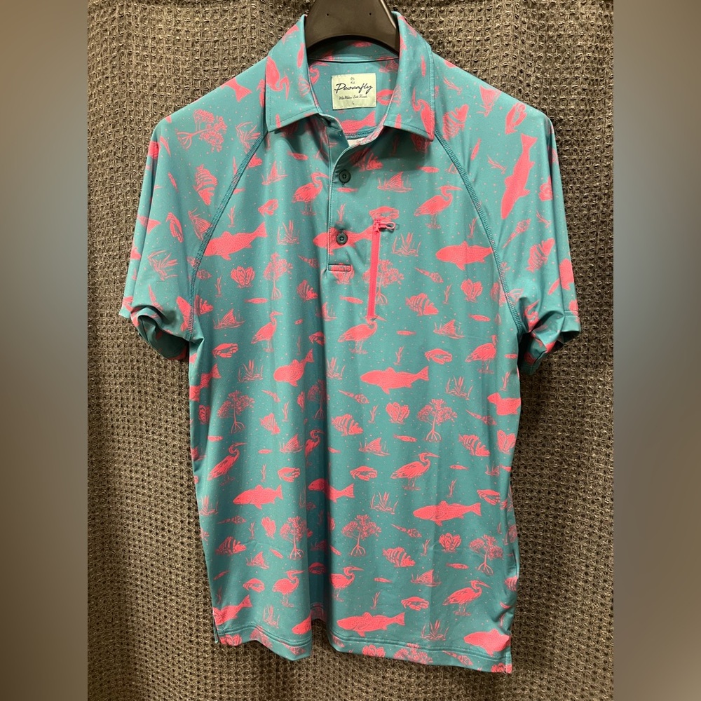 PESCAFLY PESCAFLYCO TexAloha Polo Size Large